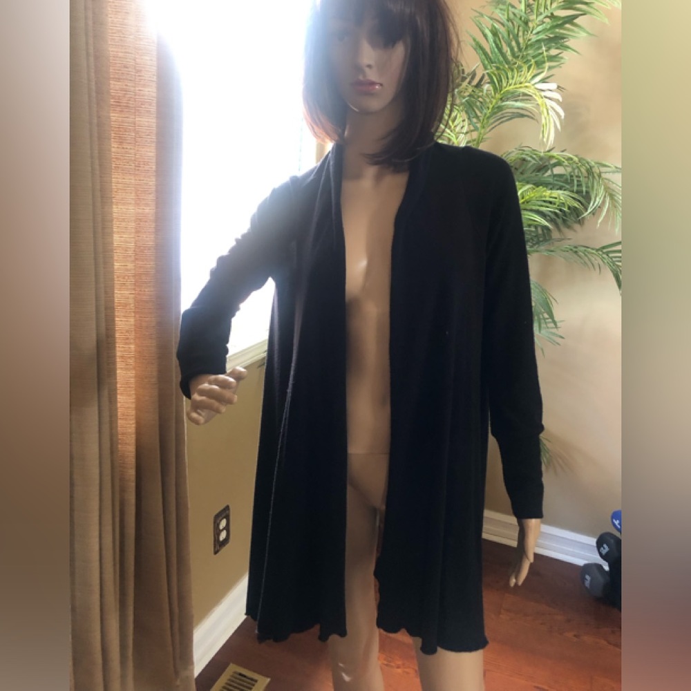 Guess Long Black Lightweight Sweater Jacket Wrap Medium